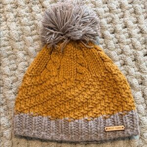 Mustard and Gray Pom-Pom Beanie